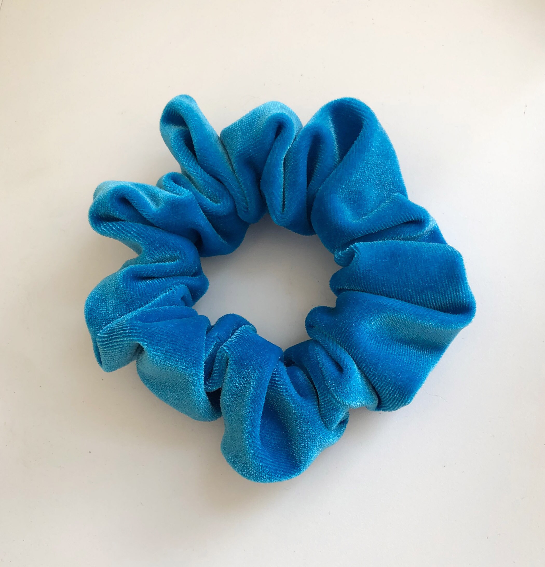 Handmade Bright Blue Velvet Scrunchie Etsy