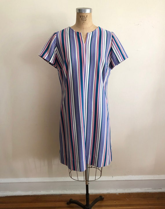 Multicolored Stripe Midi-Dress - 1970s - image 1