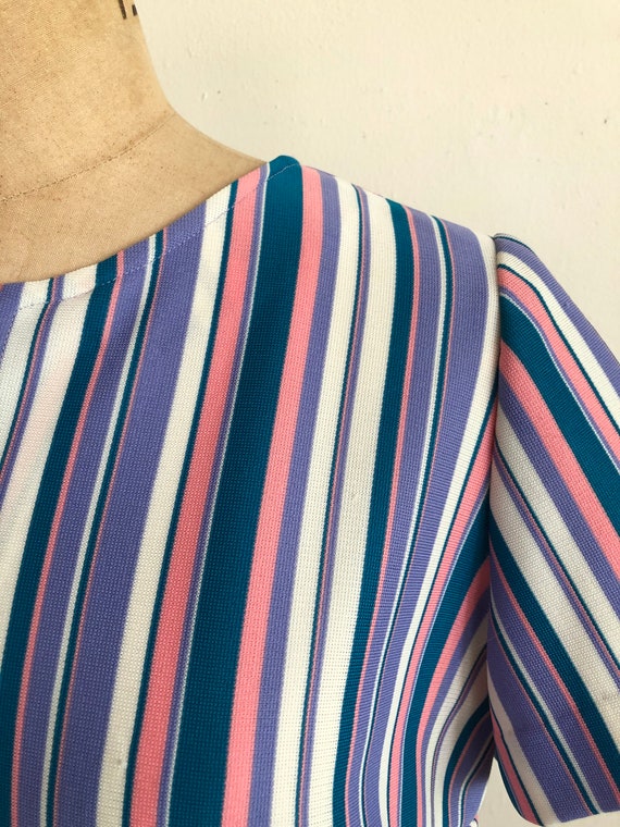 Multicolored Stripe Midi-Dress - 1970s - image 3