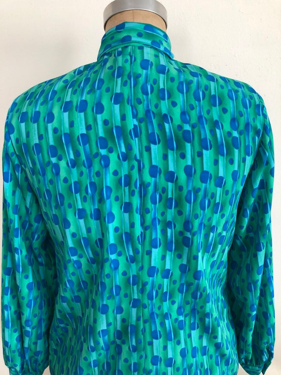 Bright Blue and Green Geometric Print Popover Shi… - image 6