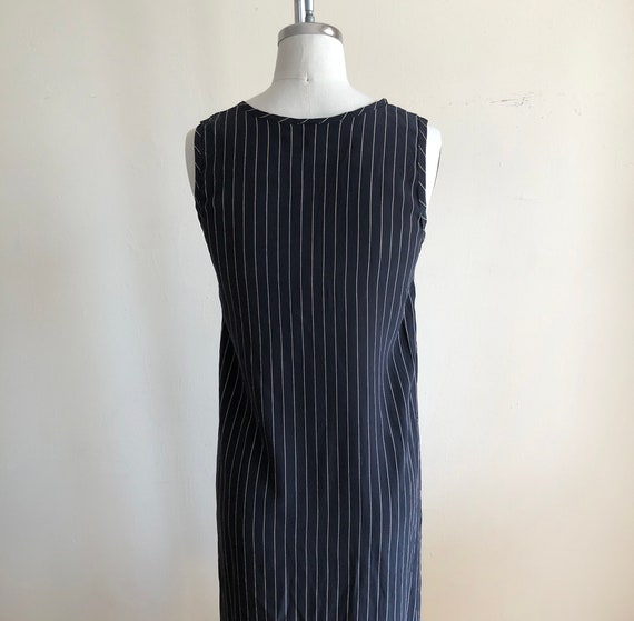 Sleeveless Blackened Tan Pin Stripe Sandwashed Si… - image 5