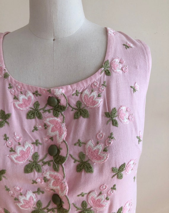 Rosalia Pink Floral Embroidered Shift Dress