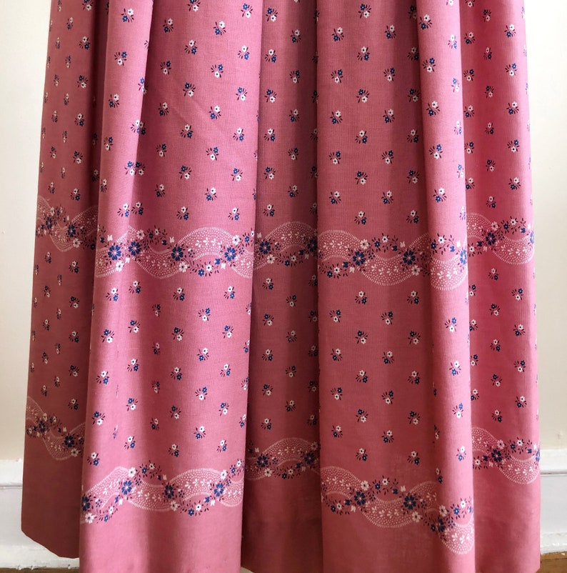 Pink and Blue Floral Print Midi-Skirt By Lanz 1980s image 3