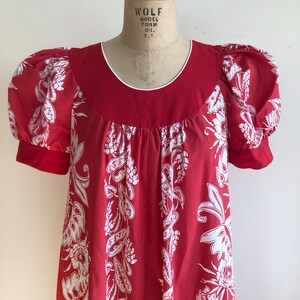 Red and White Floral Print MuuMuu 1970s image 2