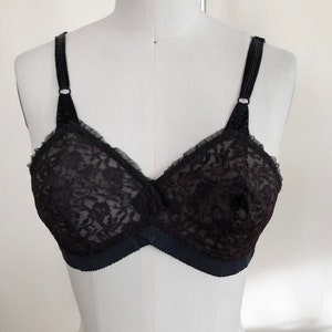 Sheer Black Lace Soft-Cup Bullet Bra 1950s image 2