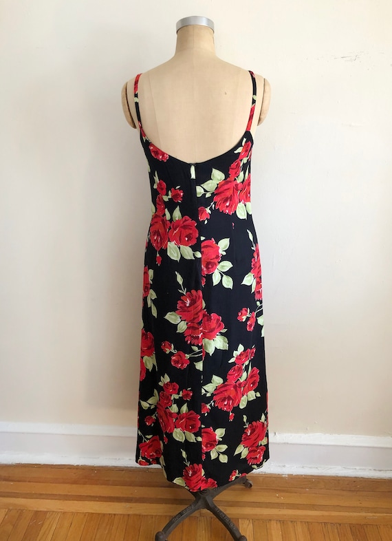Laura Ashley Black and Red Floral Print Maxi Dres… - image 7