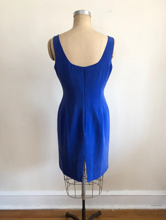 Bright Blue Sandwashed Silk Mini Dress - 1990s - image 3