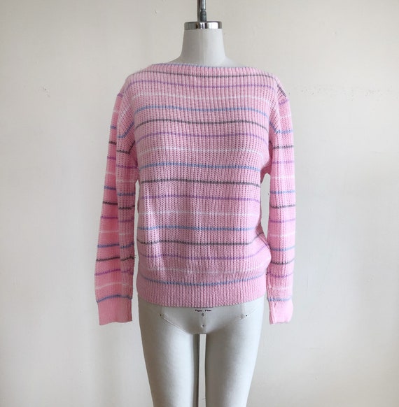 Light Pink Striped Sweater - 1980s