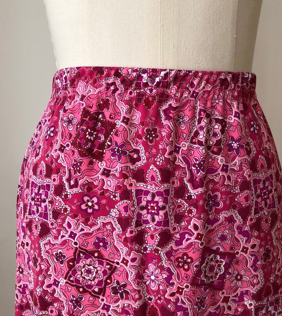 Bright Pink Floral Print Mini Skirt - 1990s - image 2