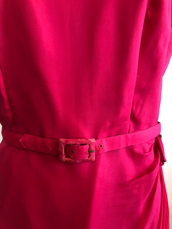 Bright Pink Cocktail Dress - 1950s - image 3