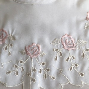 Sheer White Blouse with Oversized, Embroidered Bib Collar 1980s image 3