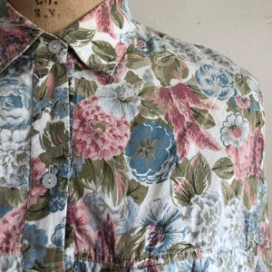 Oversized Floral Print Cotton Shirt 1980s image 3