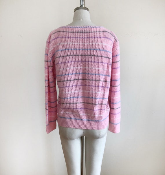 Light Pink Striped Sweater - 1980s - image 3