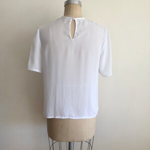 Sheer White Blouse with Oversized, Embroidered Bib Collar 1980s image 5