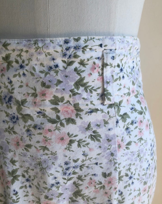 Floral Print Pencil Mini-Skirt - 1980s - image 3