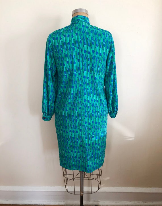 Bright Blue and Green Geometric Print Popover Shi… - image 5