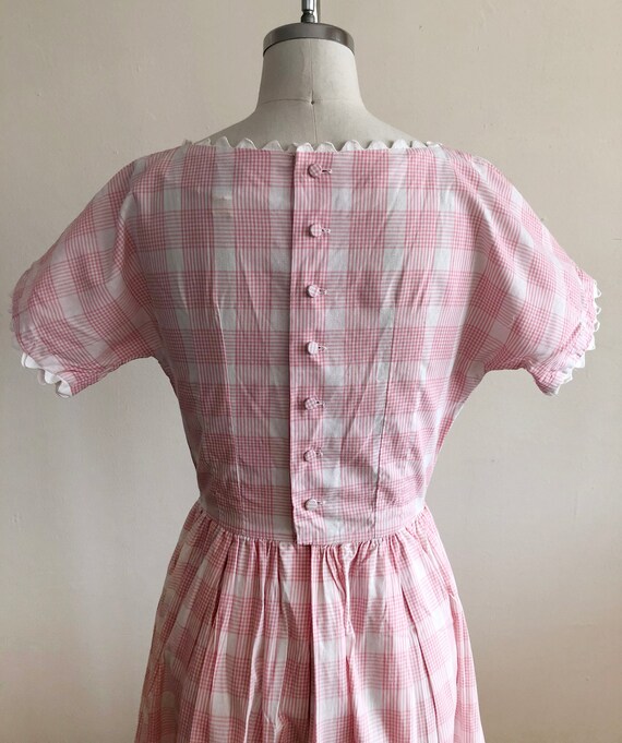 Pink and White Plaid Midi Dress by Lanz - 1950s - image 3