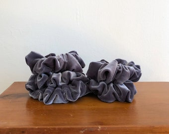 Handmade Grey Velvet Scrunchie