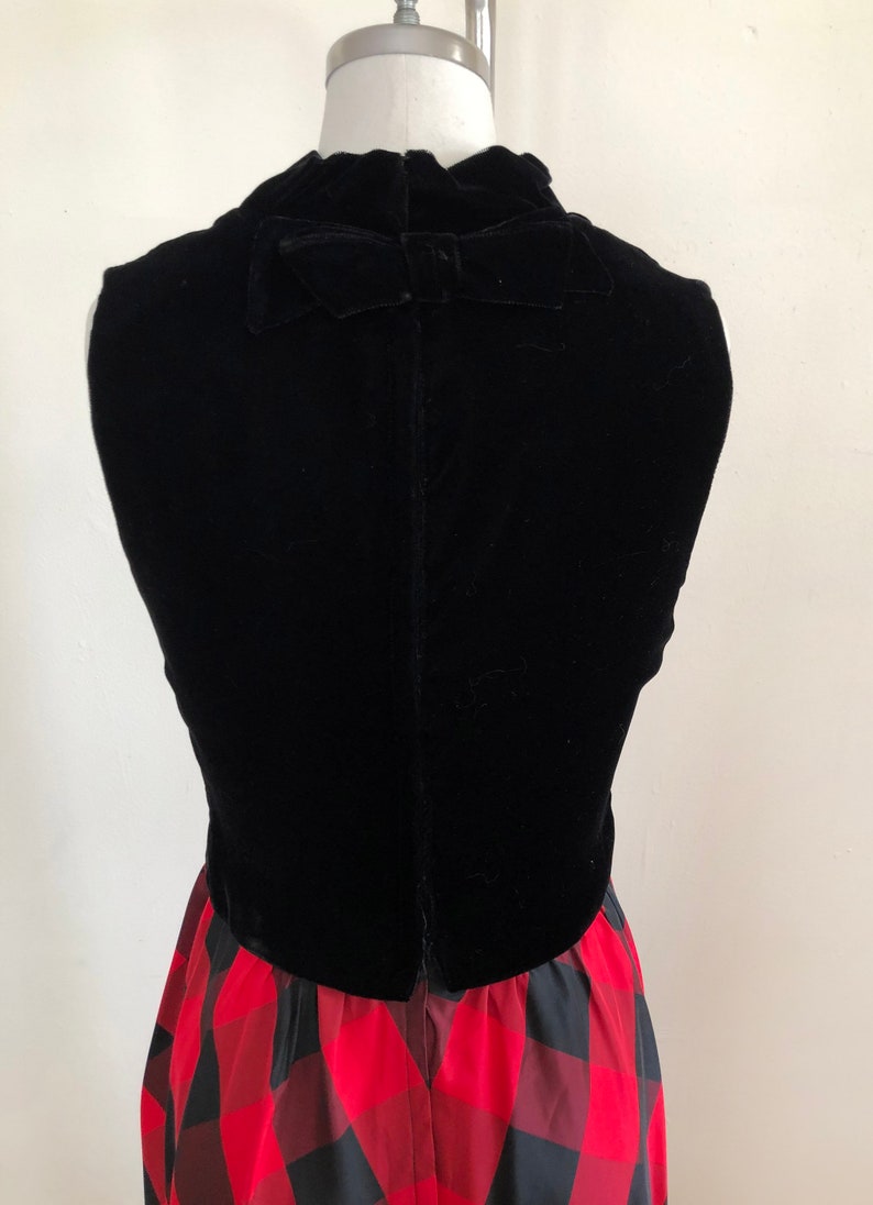 Black Velvet and Plaid Taffeta Gown 1970s image 3