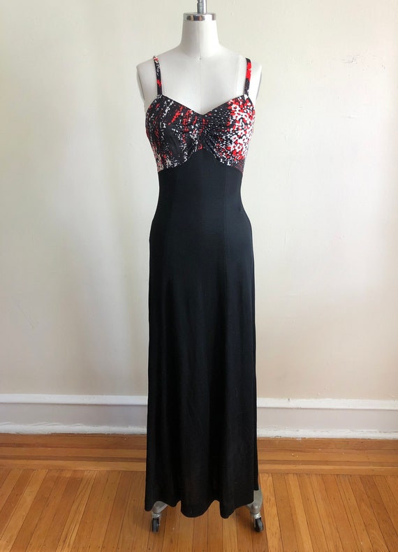 Black and Orange Floral Print Maxi Dress with Mat… - image 2