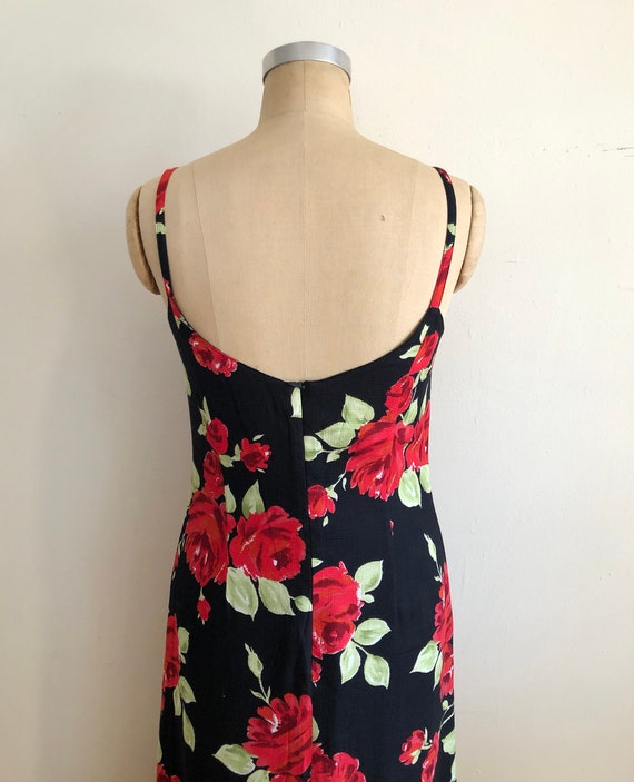 Laura Ashley Black and Red Floral Print Maxi Dres… - image 6