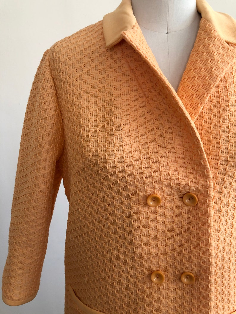 Orange Textured Woven Two-Piece Skirt Suit 1960s image 2