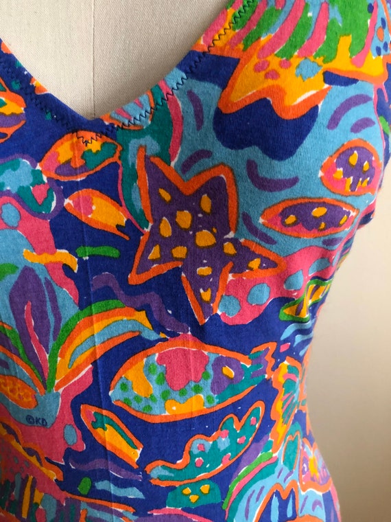 Colorful Fish Print Swimsuit/Bodysuit - 1980s - image 3