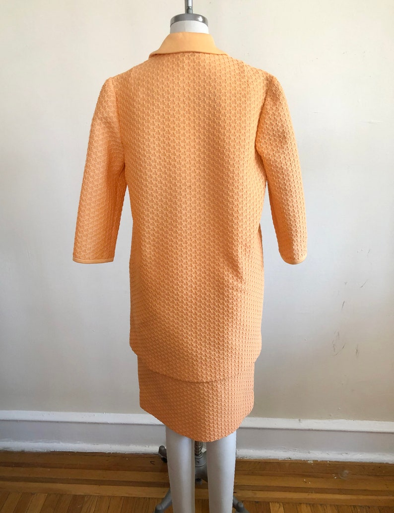 Orange Textured Woven Two-Piece Skirt Suit 1960s image 3