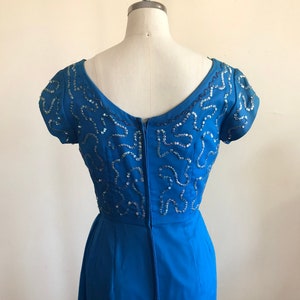 Embellished Blue Cocktail Dress 1950s image 5