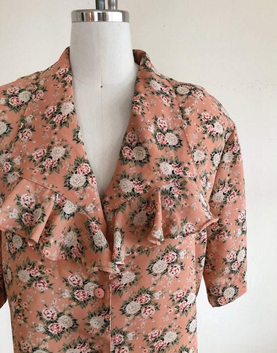 Light Pink Floral Print Blouse with Oversized Col… - image 2