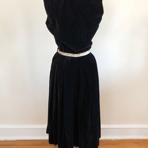 Black Velveteen Two-Piece Set Top and Skirt 1940s image 5