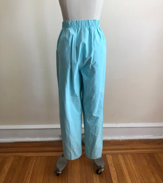 Aqua Cotton Cargo Pants - Late 1990s/Early 2000s - image 4