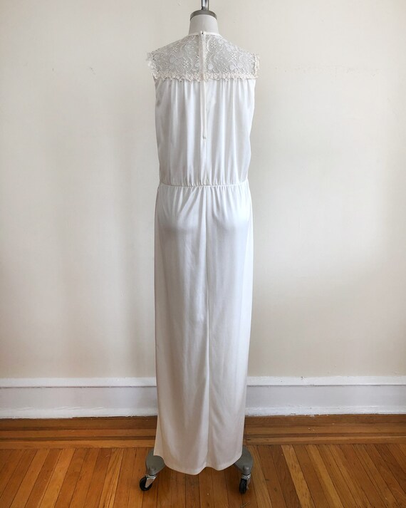 Sleeveless Ivory Maxi Dress with Lace Yoke - 1970s - image 5