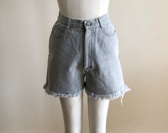 Light Grey Denim Cut-Off Shorts - 1980s