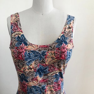 Florales/Conversational Print Body-Con Mini-Kleid 1980er Jahre Bild 2