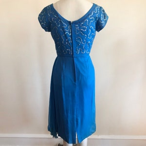 Embellished Blue Cocktail Dress 1950s image 6