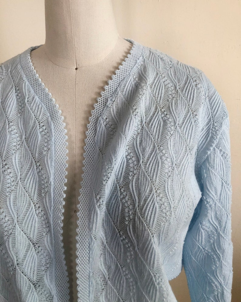 Pale Blue Open Front Cardigan 1960s image 2