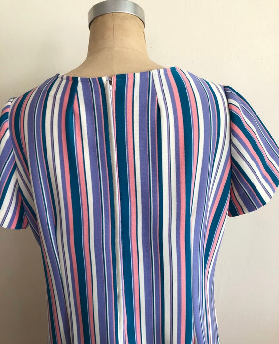 Multicolored Stripe Midi-Dress - 1970s - image 5