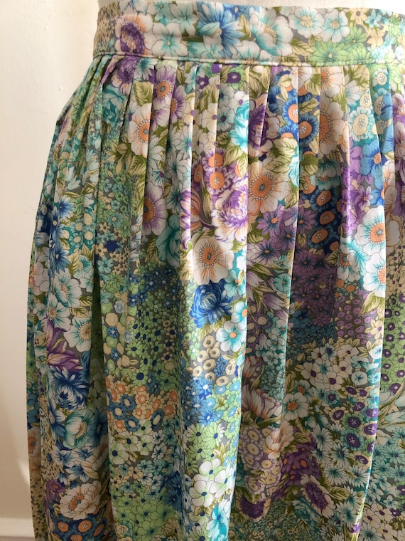 80s does 50s Vintage Blue Patterned Midi Skirt 10