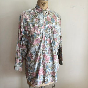 Oversized Floral Print Cotton Shirt 1980s image 4