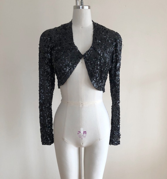 Black Sequined Bolero Jacket - 1930s/1940s