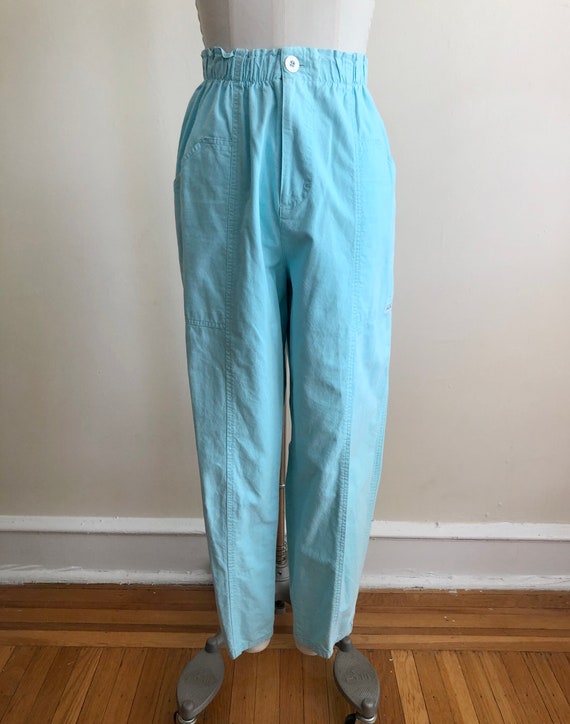 Aqua Cotton Cargo Pants - Late 1990s/Early 2000s - image 2