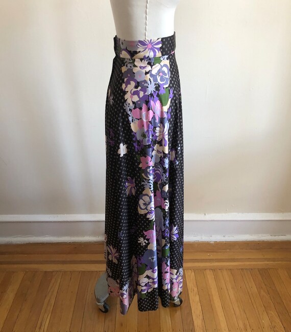 Floral Placement Print Maxi Skirt - 1970s - image 3