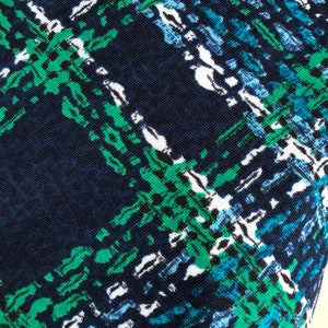 Sleeveless Bright Blue and Green Geometric Print Shift Dress 1960s image 3