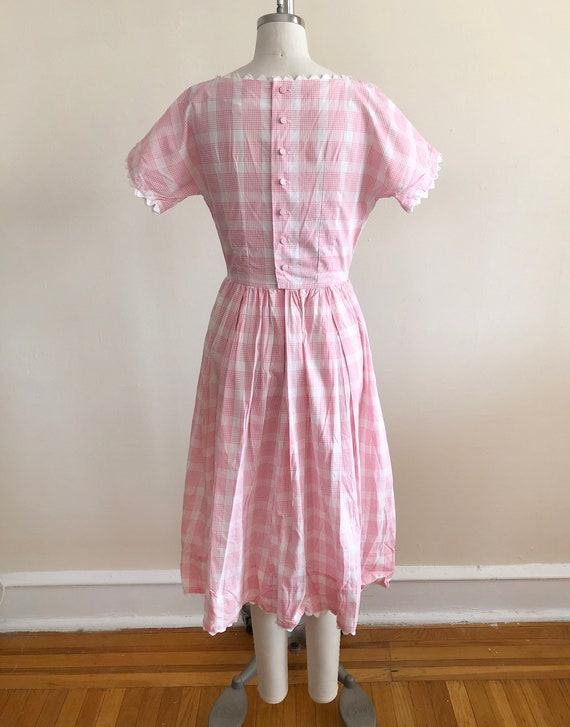 Pink and White Plaid Midi Dress by Lanz - 1950s - image 6