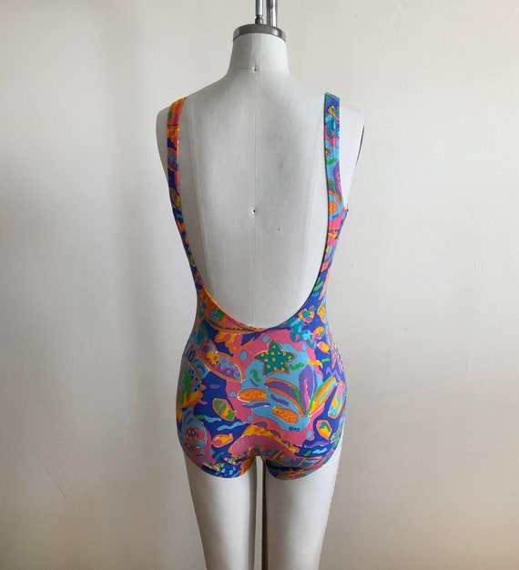 Colorful Fish Print Swimsuit/Bodysuit - 1980s - image 5