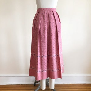 Pink and Blue Floral Print Midi-Skirt By Lanz 1980s image 4