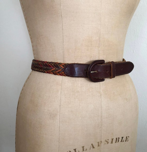 Multicolored Woven Leather Belt - 1990s