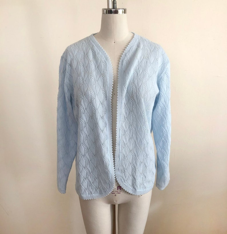 Pale Blue Open Front Cardigan 1960s image 1