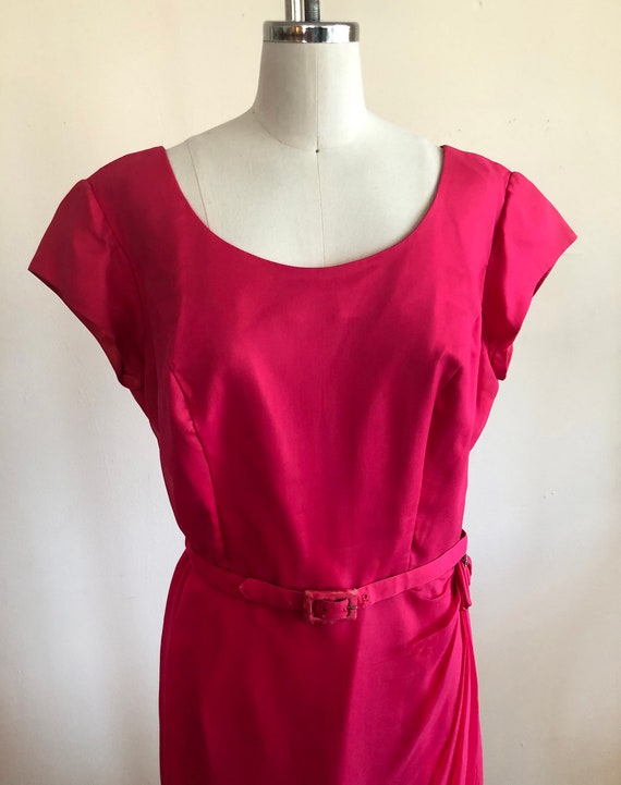 Bright Pink Cocktail Dress - 1950s - image 5